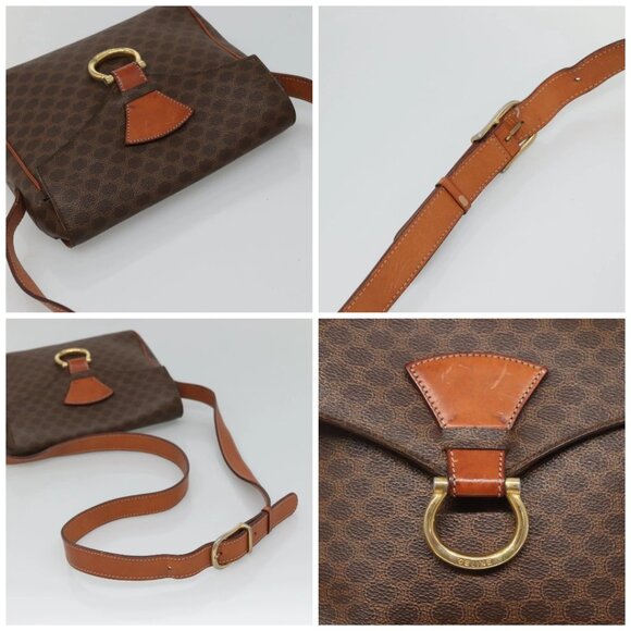 CELINE Macadam Canvas Shoulder Bag PVC Leather Brown Gold Auth yk18347 - Picture 16 of 16